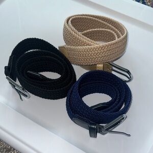 Men's Woven Belt Set - Black, Navy, and Tan